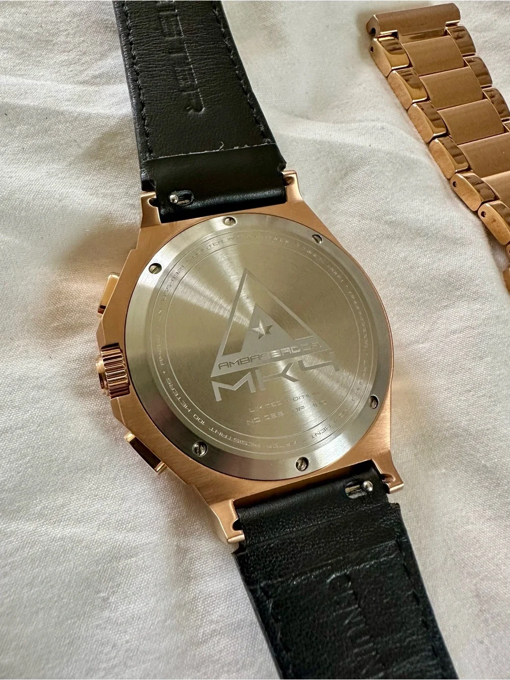 MSTR Black Dial Rose Gold Chronograph Watch – MSTR